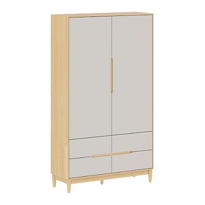 Guarda-Roupa Tomi - 2 Portas - Carvalho Com Cinza