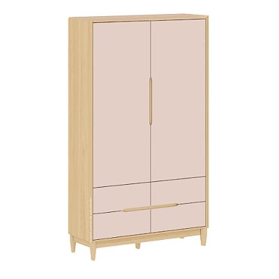 Guarda-Roupa Tomi - 2 Portas- Carvalho Com Rosa