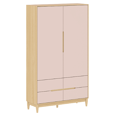 Armário Roupeiro Tomi - 2 Portas- Carvalho Com Rosa