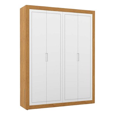 Guarda-Roupa Tutto New - 4 Portas - Freijó / Branco Soft - 70794 - prontaentrega