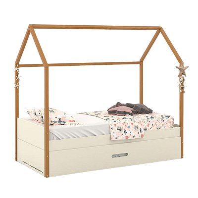 Cama Kids Liv - Com Auxiliar - Off White / Freijó 51583