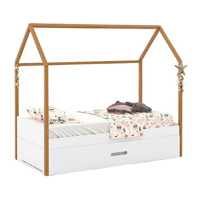 Cama Kids Liv - Com Auxiliar - Branco / Freijó 51582