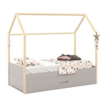 Cama Kids Liv - Com Auxiliar - Cinza / Natural  51579