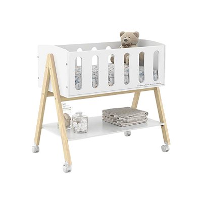 Mini Berço Sissi - Branco Soft / Natural - 61366 - prontaentrega