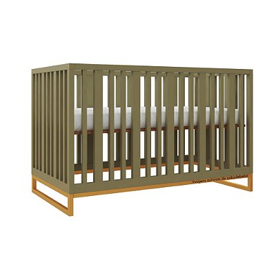 Berço Fio - 2 em 1 - Com Pé Dourado - Verde Cacto