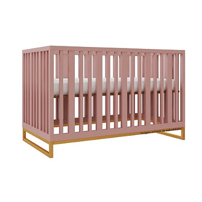 Berço Fio - 2 em 1 - Com Pé Dourado - Rose