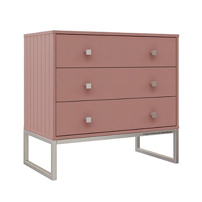 Cômoda Fio - Rose - Pé Prata