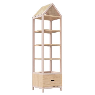 Estante Tupi 50 Com Telhado - Carvalho / Rosa Old