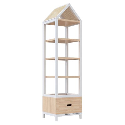 Estante Tupi 50 Com Telhado - Carvalho / Branco