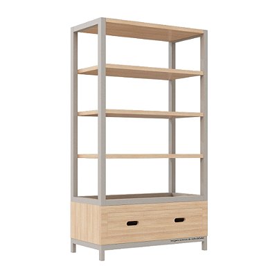 Estante Tupi 90 - Carvalho / Cinza