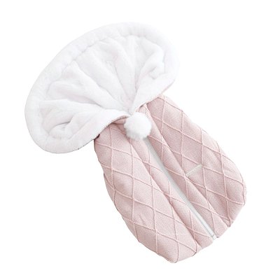 Saco De Dormir - Tricot - Com Pelúcia - Rosa Pastel