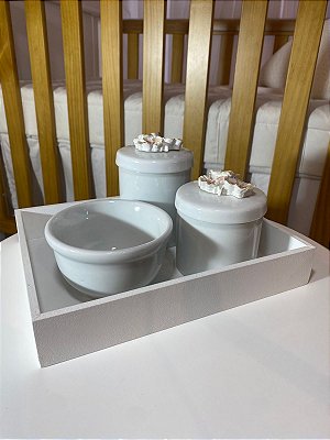 Kit higiene - 4 peças - floral branco