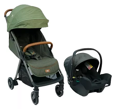 Combo parcel - 3 em 1 - carrinho + bebê conforto + base isofix - verde pine