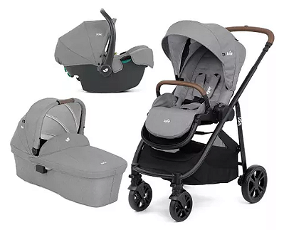 Combo Versatrax - Carrinho + Bebê Conforto + Base Isofix + Moisés - Cinza Pebble - Joie