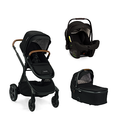 Combo Demi Grow - Carrinho + Moisés + Bebê conforto - Nuna - Preto Caviar