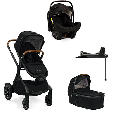 Combo Demi Grow - Carrinho + Moisés + Bebê Conforto + Base isofix - Nuna - Preto Caviar