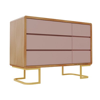 Cômoda Sonhos - Pé Metalico - Com Porta - Corpo Madeira - Rose