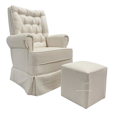 Poltrona De Amamentação Sonhos - Com Balanço - Com Puff - TM702 - Linho Bege