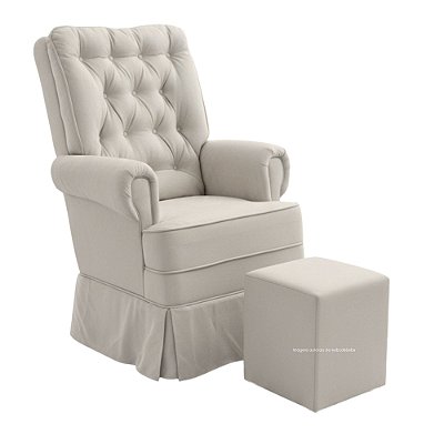 Poltrona De Amamentação Sonhos - Com Balanço - Com Puff - TB620 - Boucle Natural - prontaentrega