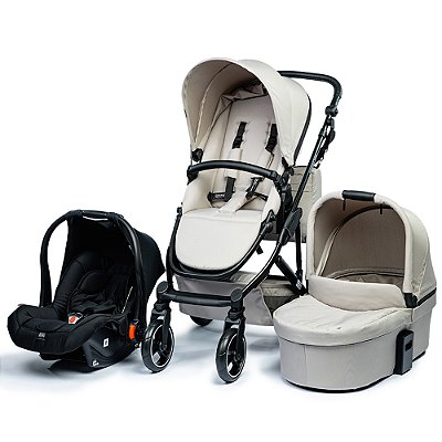 Carrinho de Bebê Como 4 Linha Tradicional (com Moisés + Bebê Conforto + Adaptador + Bolsa) - Powder