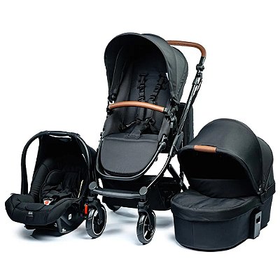 Carrinho de Bebê Como 4  (com Moisés + Bebê Conforto + Adaptador + Bolsa) - Ink - prontaentrega