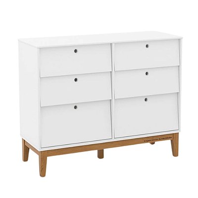 Cômoda Unique - 6 Gavetas - Branco / Ecco wood - 20448