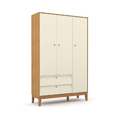 Armário Roupeiro Unique - 3 Portas - Freijó / Off White / Ecco Wood - 71042