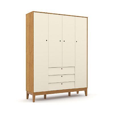 Armário Roupeiro Unique - 4 Portas - Freijó / Off White / Ecco Wood - 71082
