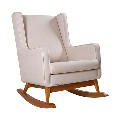 Poltrona De Amamentação Wind - Com Balanço - Tecido 226B - Linho Bege - prontaentrega