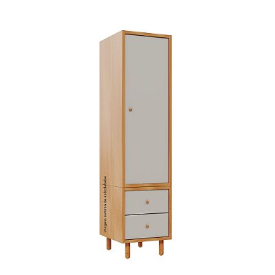 Armário Modular 1 Porta -  Pés Joy - Madeira Cinza