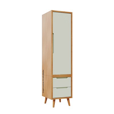 Armário Modular 1 Porta -  Pés Sonhos - Madeira Verde Old