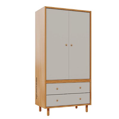 Armário Modular 2 Portas -  Pés Joy - Madeira Cinza