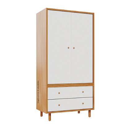 Armário Modular 2 Portas -  Pés Joy - Madeira Branco