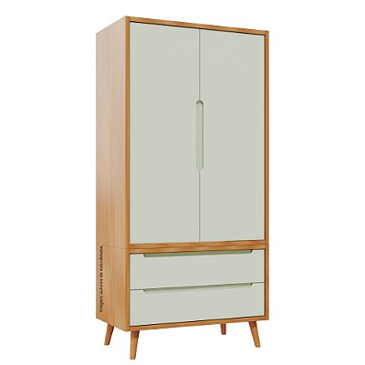 Armário Modular 2 Portas -  Pés Sonhos - Madeira Verde Old