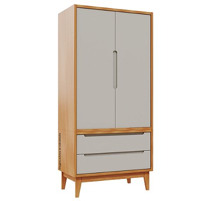 Armário Modular 2 Portas -  Pés Bo - Madeira Cinza
