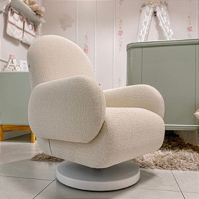 Poltrona De Amamentação Curve - Com Balanço e Giro - Tecido Speciali 2 - Pés Branco - prontaentrega