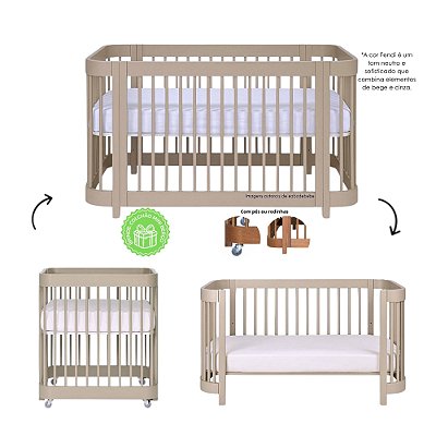 Berço Multifuncional Lola - 3 em 1 - Fendi