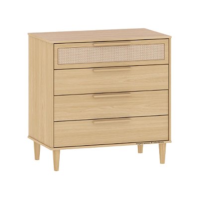Cômoda Paglia Pro - 4 Gavetas - Com Tela de Rattan - Carvalho Malva