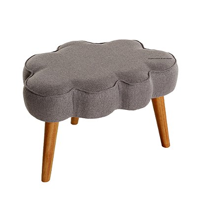 Puff Nuvem - Pés Alto - Linho Cinza Escuro - Tecido 360C