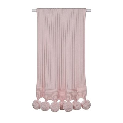 Manta De Pompom - Tricot - Trama Canelado 5x5 - Rosa Una