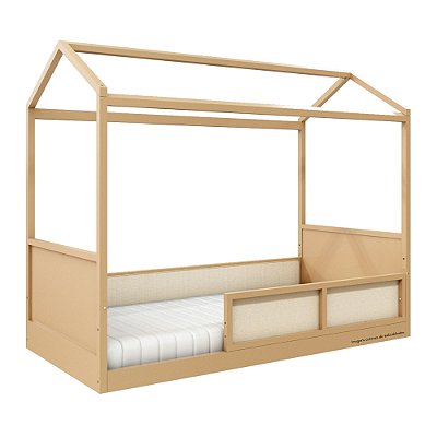 Cama Casinha Link - Com 1 Grade E Meia Em Palha Natural - Capuccino
