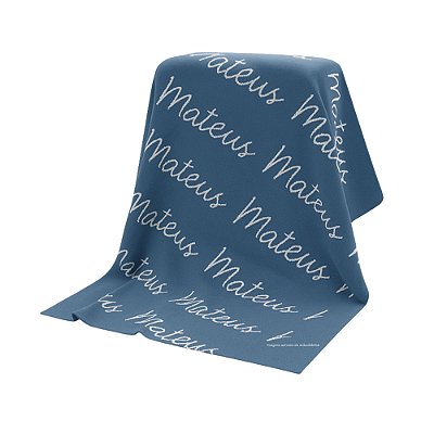 Manta Personalizada Com Nome - Tricot - Azul Tirreno