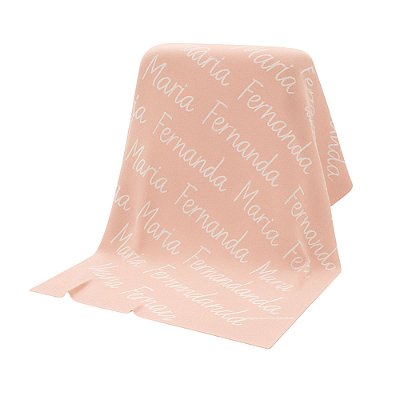 Manta Personalizada Com Nome - Tricot - Salmão Rosê