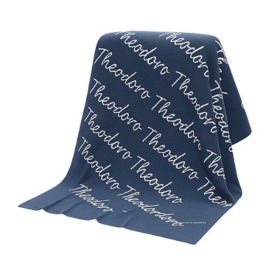 Manta Personalizada Com Nome - Tricot - Azul Indigo Blue