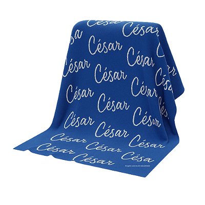 Manta Personalizada Com Nome - Tricot - Azul Fauna