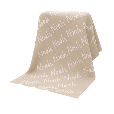 Manta Personalizada Com Nome - Tricot - Bege Nuvem