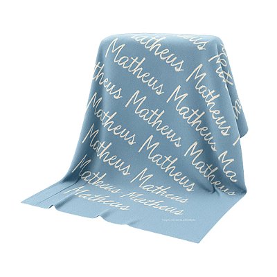 Manta Personalizada Com Nome - Tricot - Azul Canto
