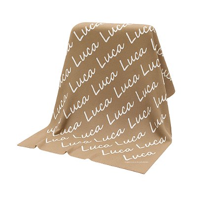 Manta Personalizada Com Nome - Tricot - Marrom Perolado