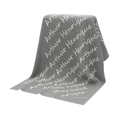 Manta Personalizada Com Nome - Tricot - Cinza New Grey