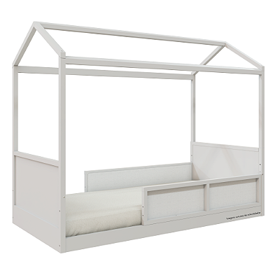 Cama Casinha Link - Com 2 Meias Grades Em Palha Natural - Branco